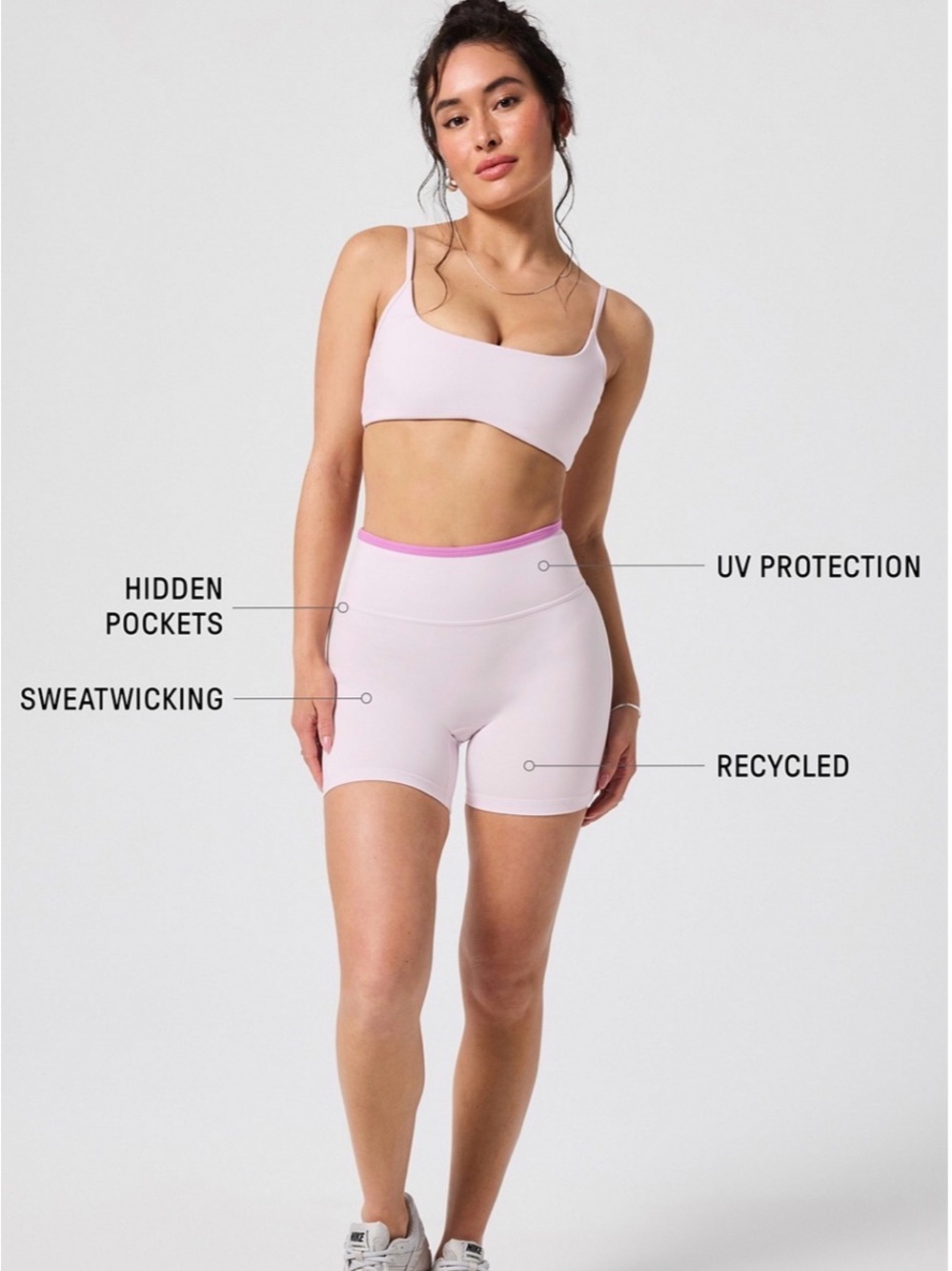 Fabletics Light Pink High-Waist Bike Shorts
